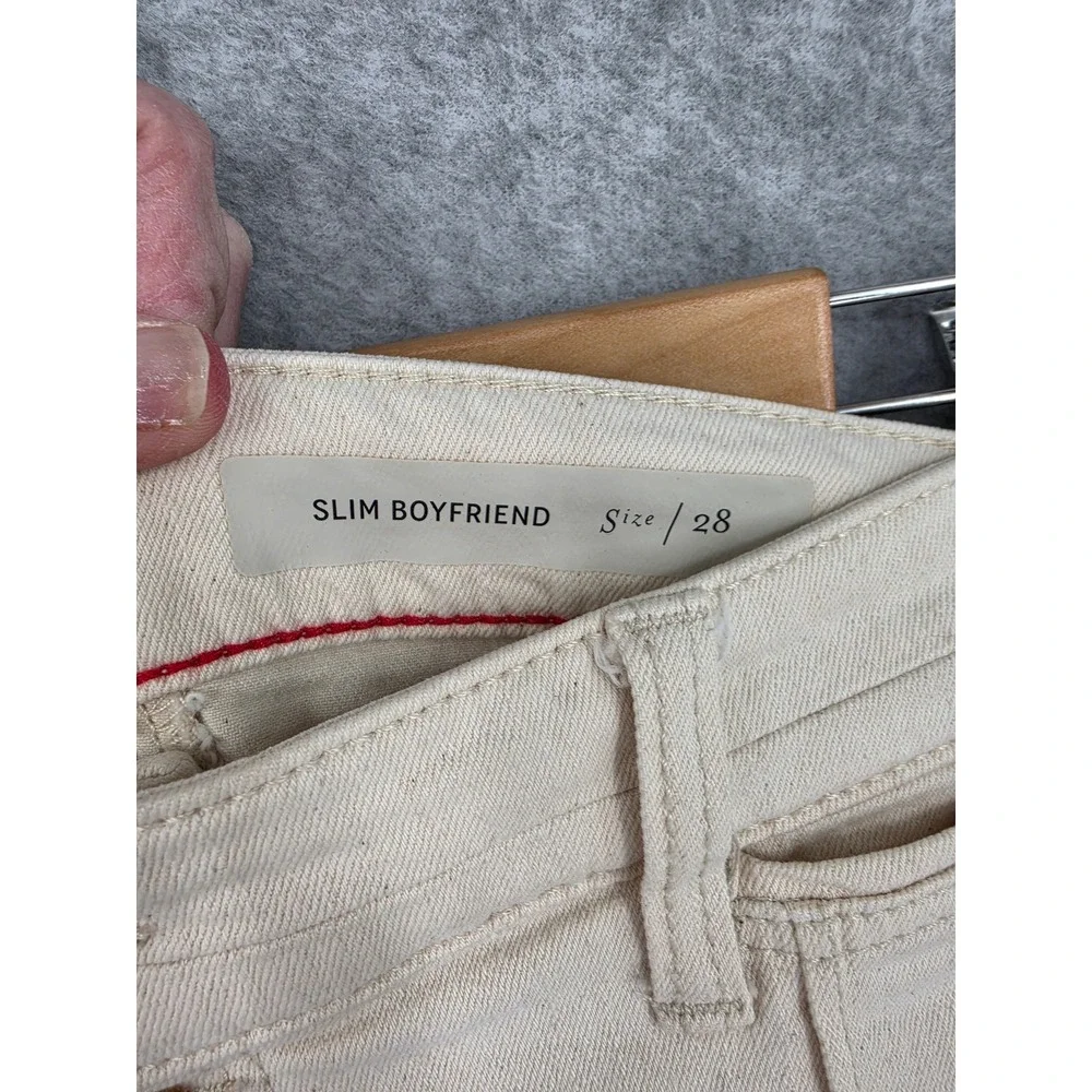 Anthropologie Pilcro Slim Boyfriend Denim Jean Shorts Cream Button Fly Sz 28 - Picture 3 of 16